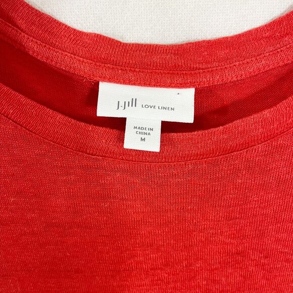 J. Jill Love Linen Tie Front Knotted Short Sleeve Top - Size Medium - Picture 5 of 8